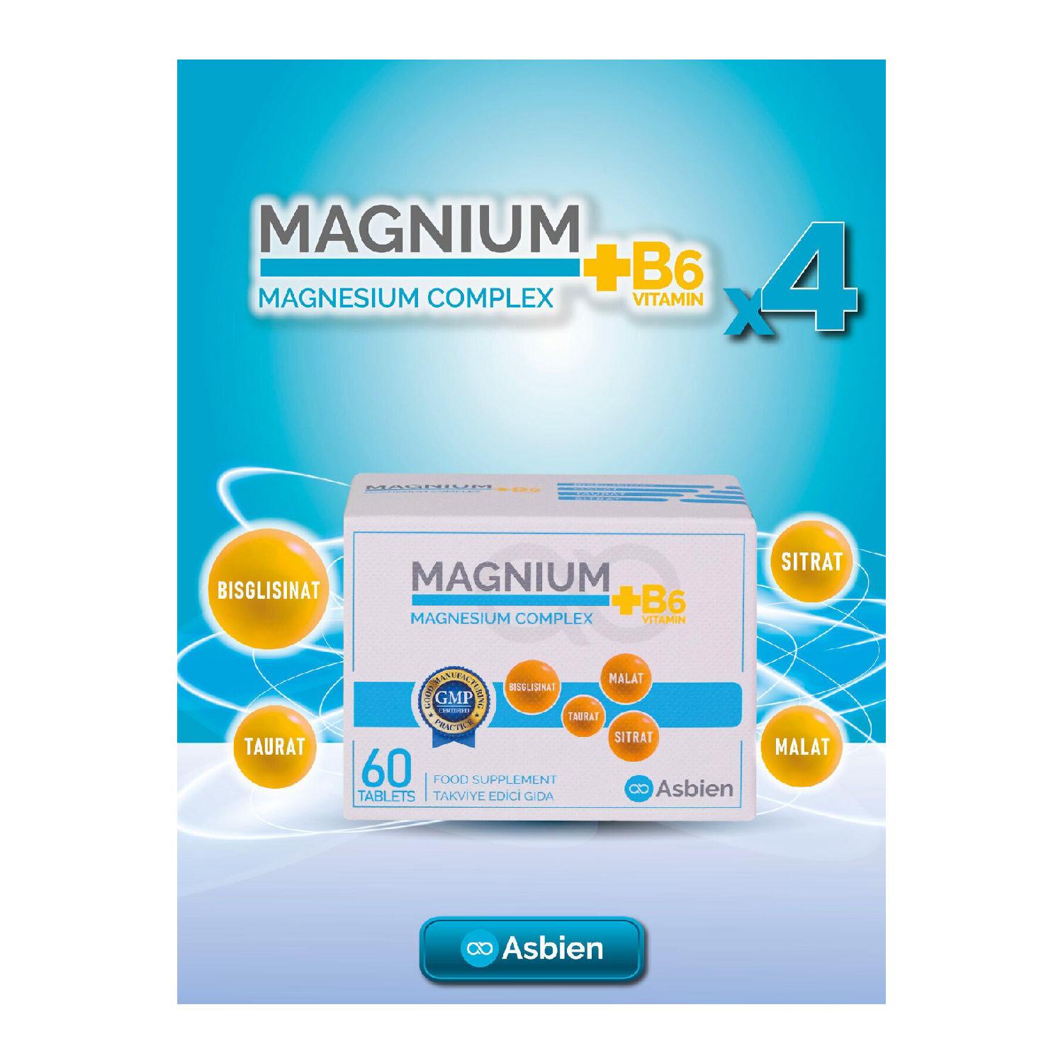

Magnesium Complex B6 60 Tab Magnesium Biscuitisate, Sitrat, Malat, Taurat, B6 Asbien