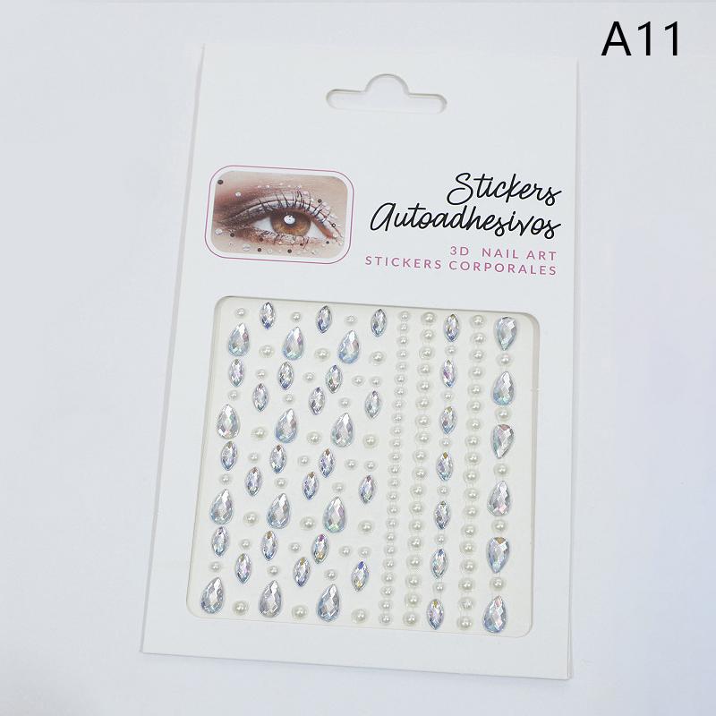 1Sheet Eye Body Face Gems Jewels Pearl Rhinestone Stickers Self Adhesive Crystal Rainbow Makeup Diamonds Face Decoration Sticker