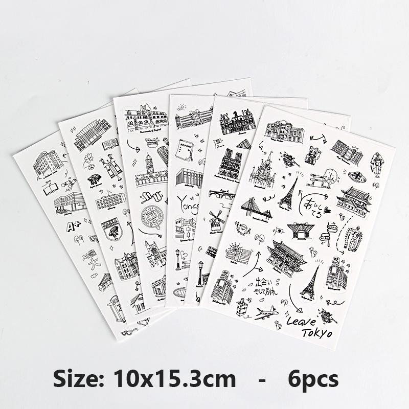 5pcs/6pcs Cute Cartoon Rabbit Animals Sticker PVC Diary Sticker Scrapbook Decoration Stationery Stickers for Cup Mobile Phone