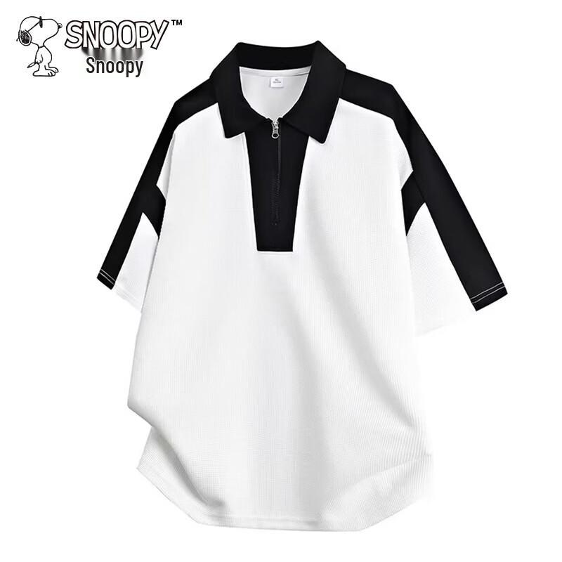 SNOOPY Men s Half-Zip Polo T-Shirt L