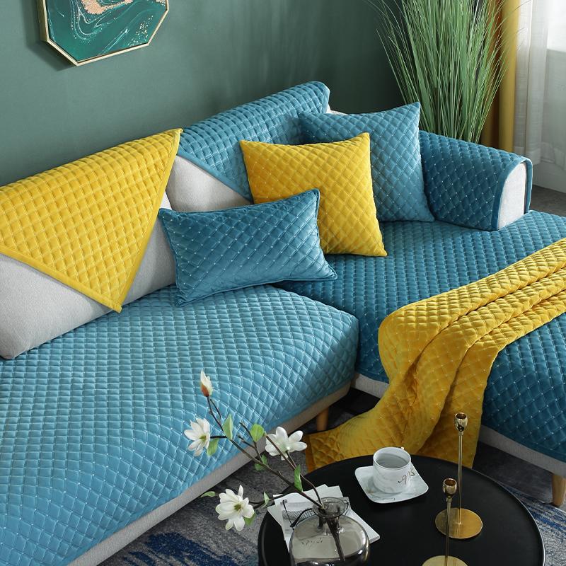 Solid Color Non-slip Sofa Cover Thicken Soft Plush Sofa Cushion Towel for Living Room Furniture Decor Slipcovers Couch Covers