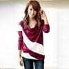 Women's Trendy Soft Batwing Long Sleeve Casual Blouse With Elegant Splicing Design
