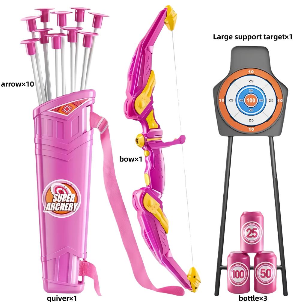 Bow And Arrow Set For Kids, Led Light Archery Playset, 10 Suction Cup Arrows, Big Support Dartboard, Birthday Gifts For Boys