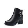 Winter Women Leather Boots Thick Wool Warm Women High-heeled Shoes High Quality Female Snow Boots Fashion Women Ankle Boots