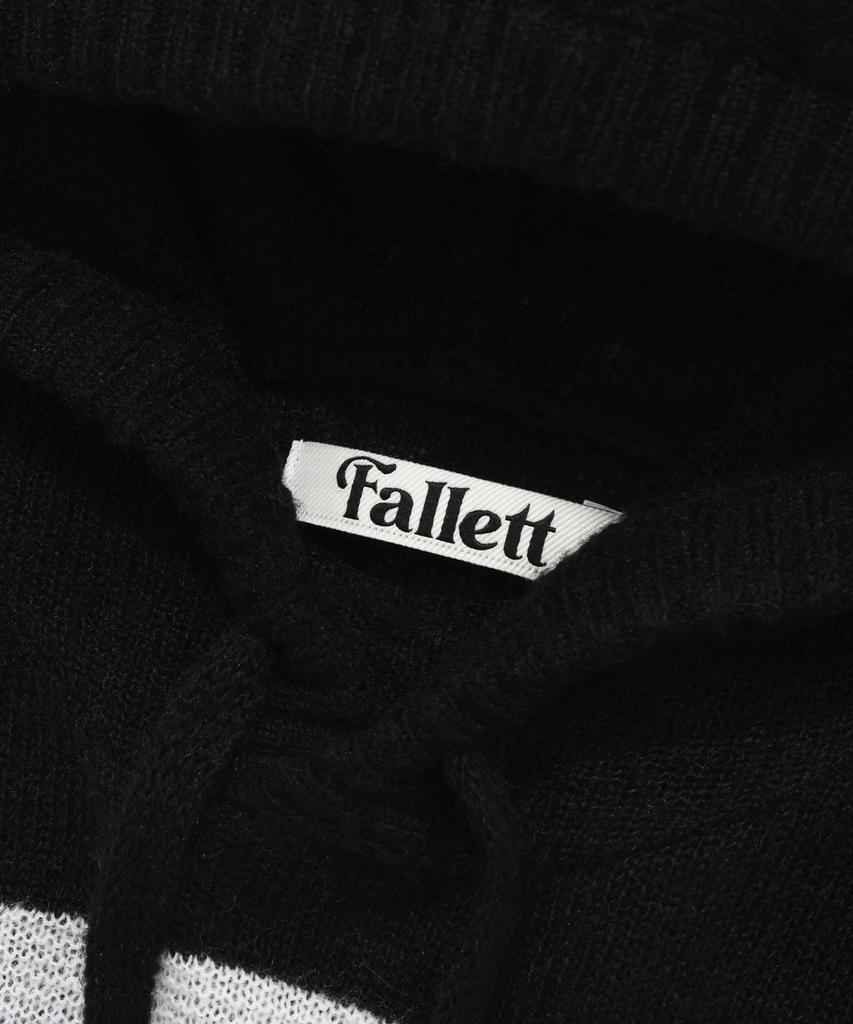 FALLETT Striped Sheer Knit Hoodie Black