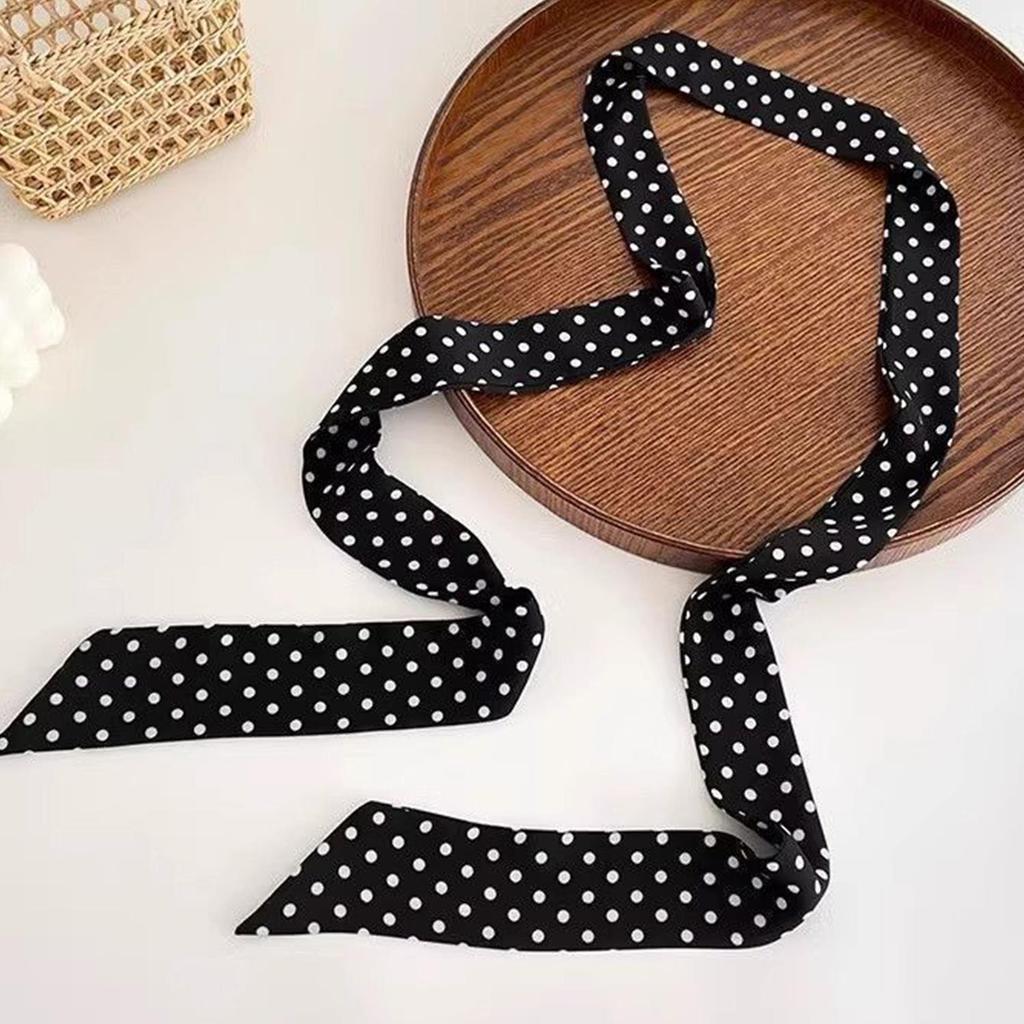 Women Narrow Long Scarf Polka Dot Tie Bag Ribbon Headband Choker Streamer Lady Accessories