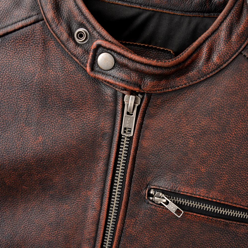 Vintage Red Brown Genuine Cow Men's Leather Jacket Slim Short Cowhide Coat Man Skin Clothes Spring Autumn