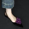 Beautiful pointed three-dimensional flower bag head sandals women's spring and summer new fashion low-heeled hollow stiletto single shoes women