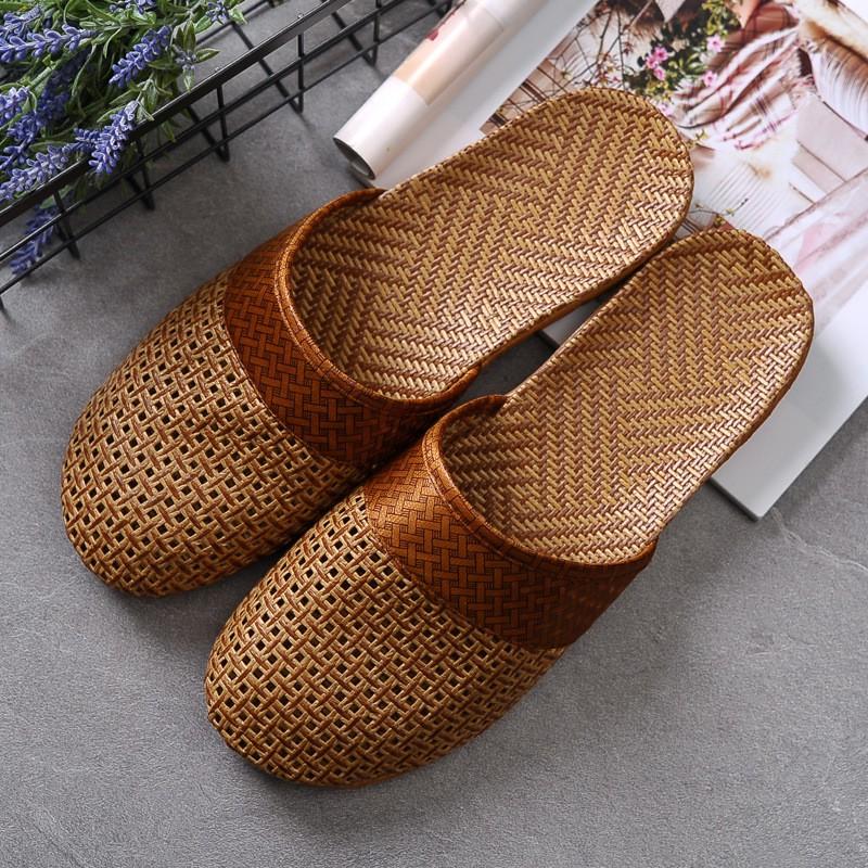 Summer Grass-themed Couple Flip-flops For Men, Indoor Floor-walking Thick-soled - Flip-flops For Women. 41 кофейный