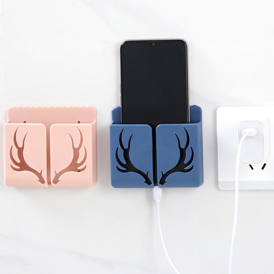 Mobile Phone Holder Mounted Creative Antlers Multi-function Wall Remote Control Storage Box Organizer