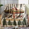 Cozy Carousel Theme Print Throw Blanket - Vintage Pop Art Motif Soft Lightweight Accent for Sofa Bed Travel Office Gift
