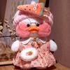 30cm Rosa Pato Gul Lalafanfan Pato Kaféjente Plysjleketøy Søt Kawaii Lalafanfan Dukke Med Briller Med Klær Leker Gave