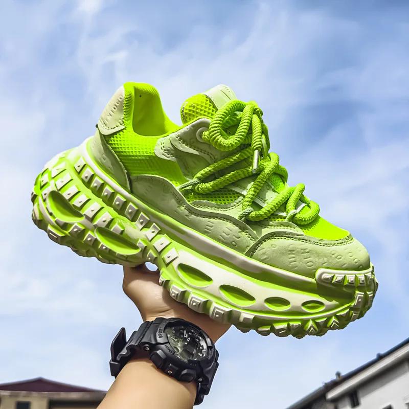 Men's Platform Sneakers Autumn New Cross Tied Breathable Non Slip Running Shoes Comfortable Height Increase Fashion Casual Shoes