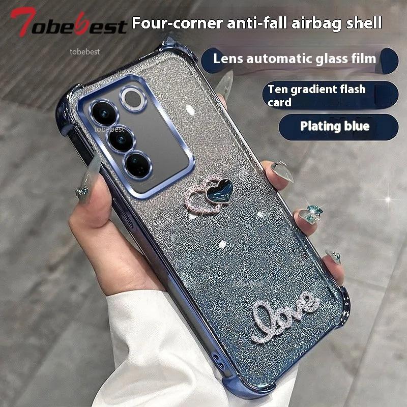 3D Love Shockproof Glitter Plating Case for Samsung Galaxy S25 EDGE S24 S23 S22 S21 S20 Note 20 10 Ultra Plus FE 5G Back Cover