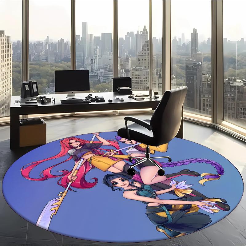 Huntrix (180) Round Office Rug Decorative Floor Rug for Office Bedroom Living Room and Home Space