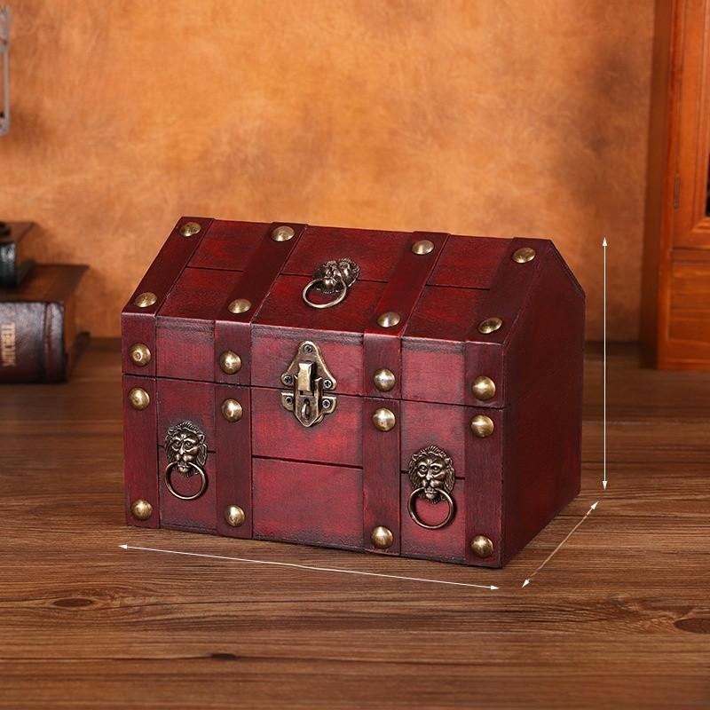 Retro Wooden Desktop Jewelry Box With Lid For Organizing And Display Decoration