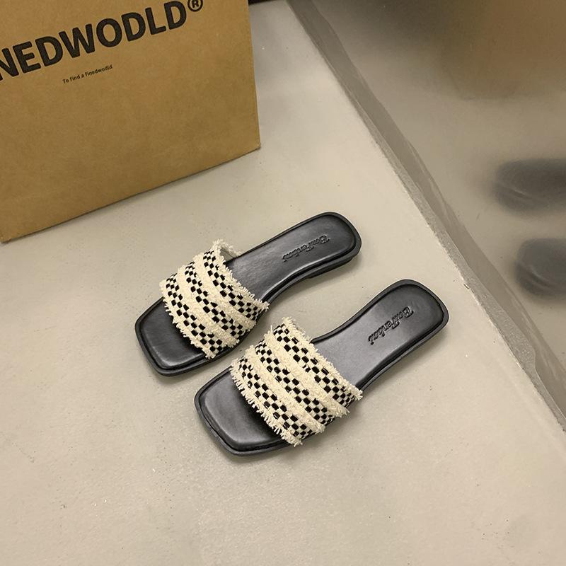 

Slippers women s summer wear with skirt women s flat sandals seaside beach shoes 39 чёрный