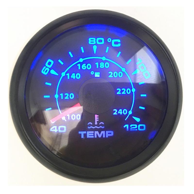 Auto Truck Boat 52mm 40-120℃ Water Temp Gauges 287.4-22.4ohm Input Signal Water Temperature Meters with 7 Kinds Backlight Color