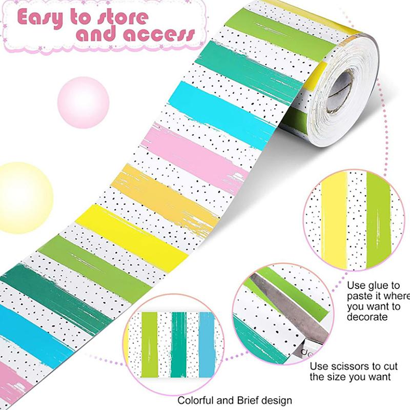 32 Colors 18M Self Adhesive Border Classroom Decors Border Trim Sticker Colorful Dot Trim Border Bulletin Board Border Trim