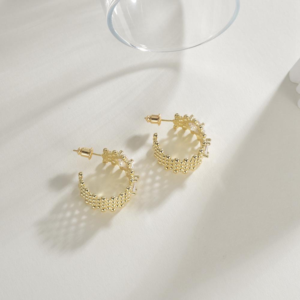 Retro Court Design Sense Hollow C-Shaped Earrings Earrings Women'S Personality Versatile Temperament Earrings