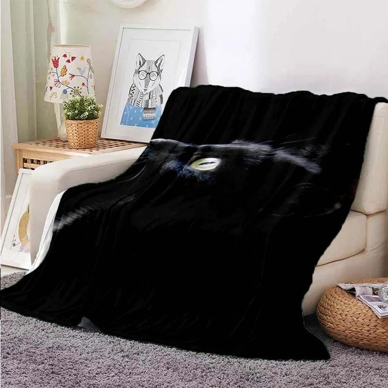 Cute Cat Series Printed Blanket for Sofa Bed Travel Camping Living Room Office Conditioning Blanket for All Seasons Gifts