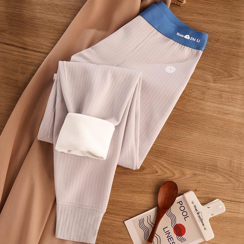 Herren Mid-Rise Warme Baumwollhose mit geripptem Schriftzug - Elastisch, strapazierfähig, kältefestes Baselayer für Herbst/Winter.