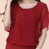 Women Top Solid Color O Neck Pullover Batwing Sleeve Ruffle Summer Top Daily Garment