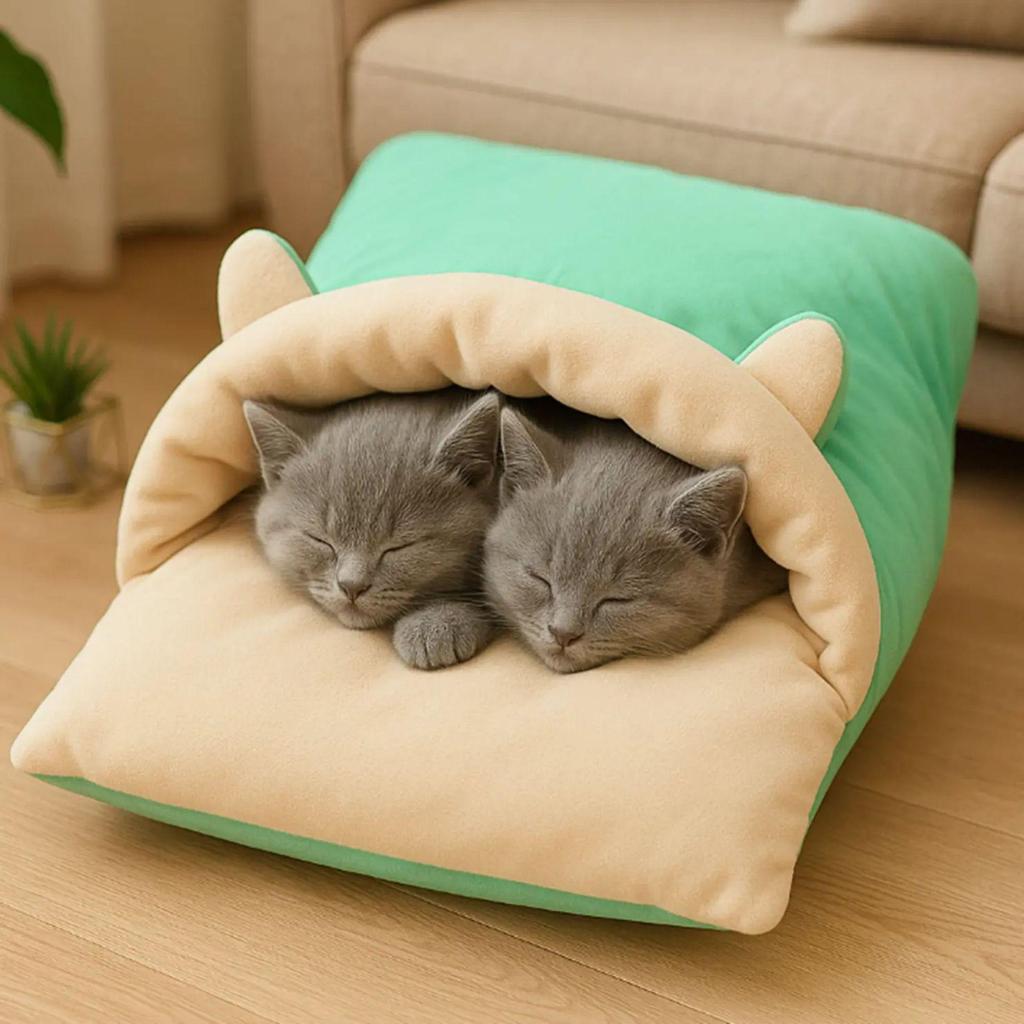 Four Seasons Semi-enclosed Cat Bed: Thickened, Universal Nest for Autumn/Winter