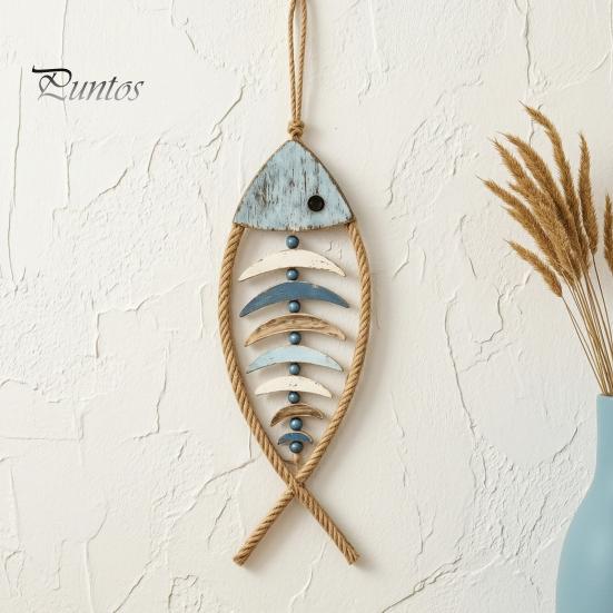 Coastal Theme Interior Bohemian Wooden Fish Wall Decor With/without LED Lights, Retro Hanging Ornament Craft for Entryway Bedroom Living Room