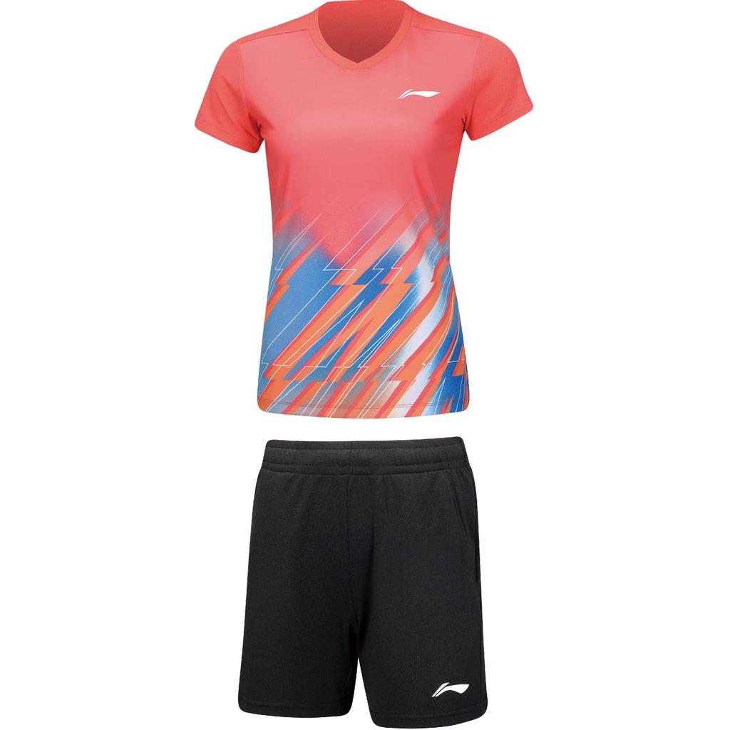 Li Ning Badminton Series Color Block Sports Comfortable Competition Casual Set Women sets AATU032-4