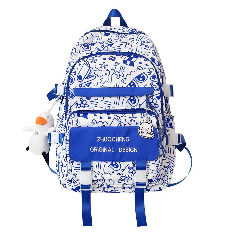 School bag college students Mori leisure niche Korean version ins new graffiti backpack high school students large capacity backpack
