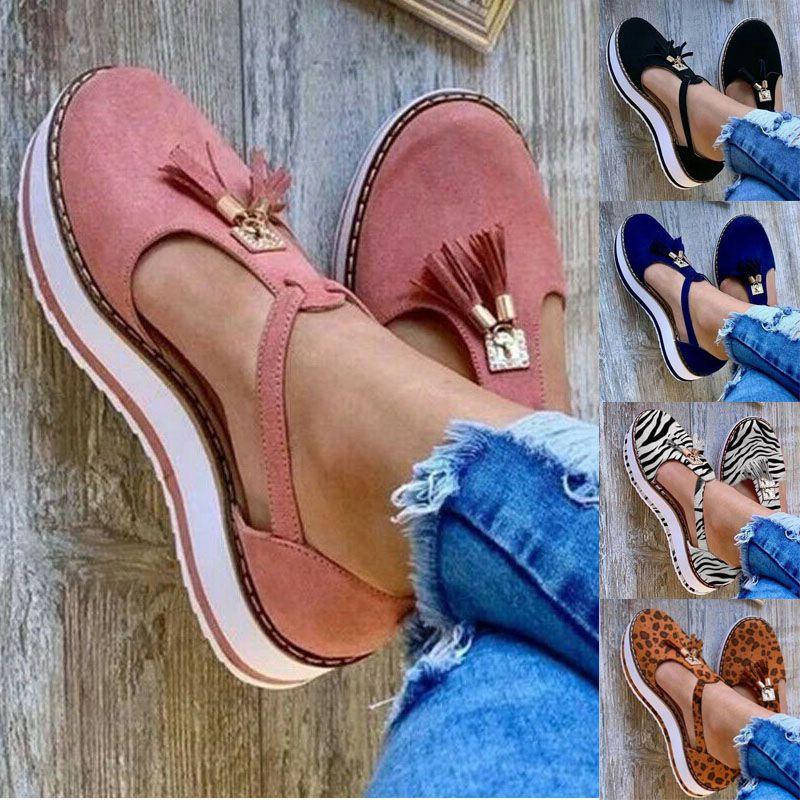 Elegant Women Tassel Round Toe Shoes Casual Flats With T-strap Gladiator Design