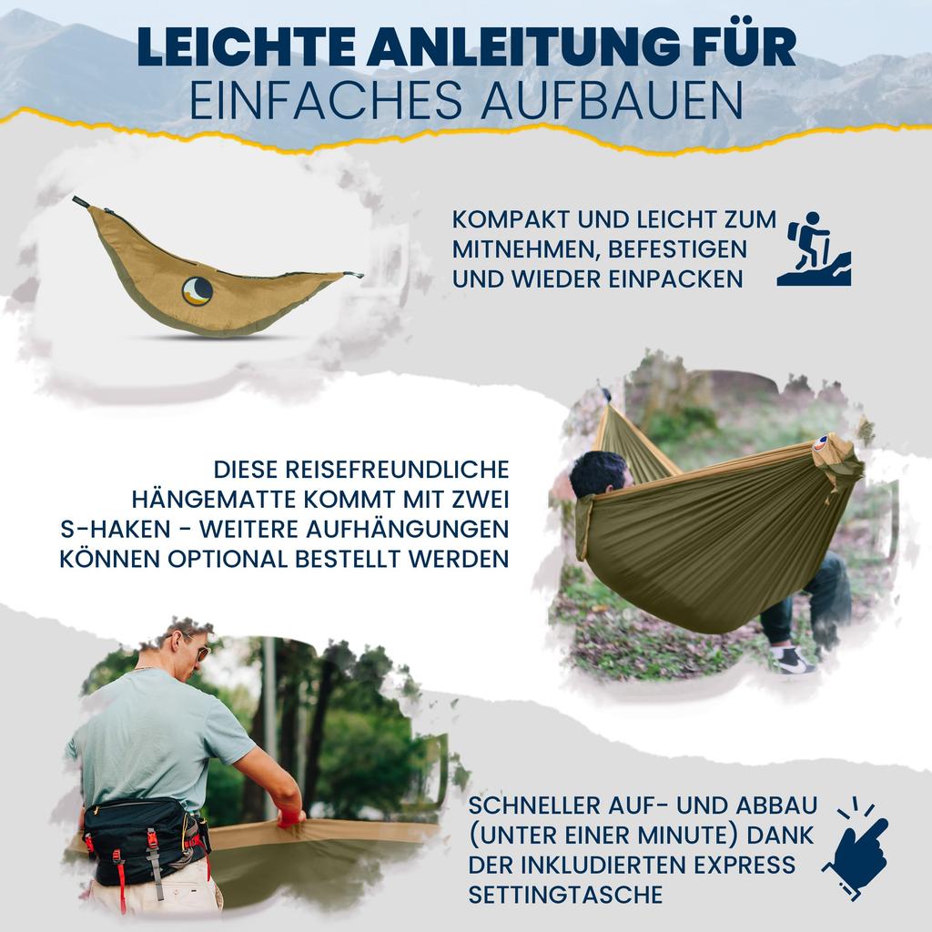 Ticket To The Moon Original Outdoor Camping Army Japanese 41036 Hammock, Green/Brown (Official Product)