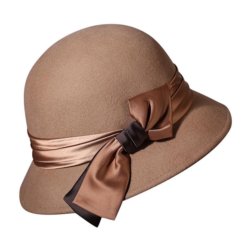 Women's Retro Black Wool Bucket Hat - Autumn/Winter Trendy Japanese Fashion.