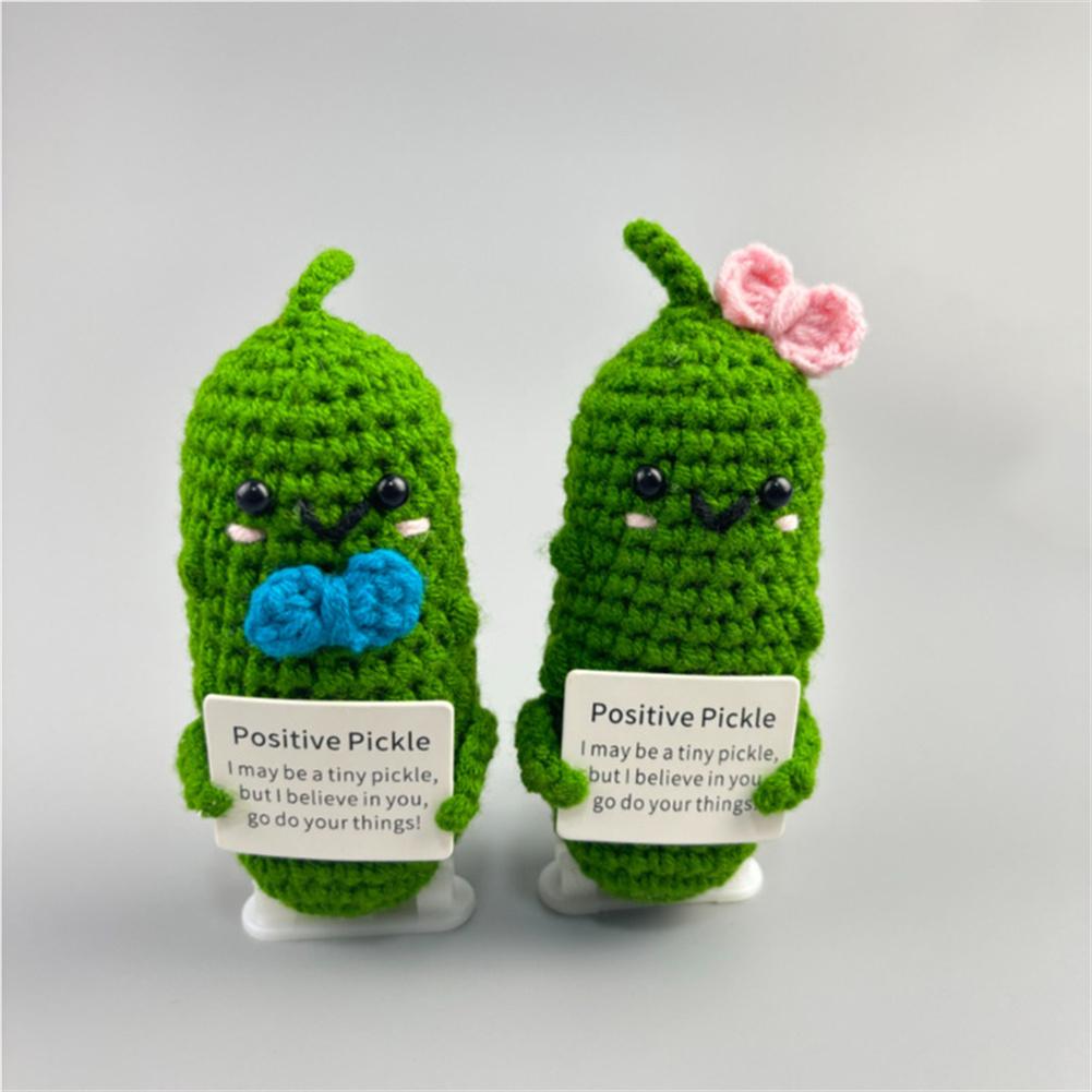 Handmade Emotional Support Pickle Positive Cucumber Dolls Home Decoration Funny Kawaii Yarn Knitting Gifts Living Room Decor