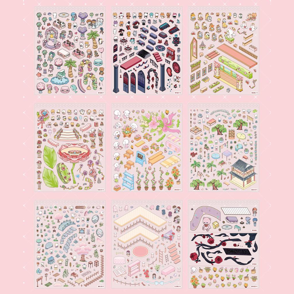 Rainbow Island Scenery Sticker Book Miniature Scene PET Sticker For Journal Photo Album Laptop Scrapbooking Decoration