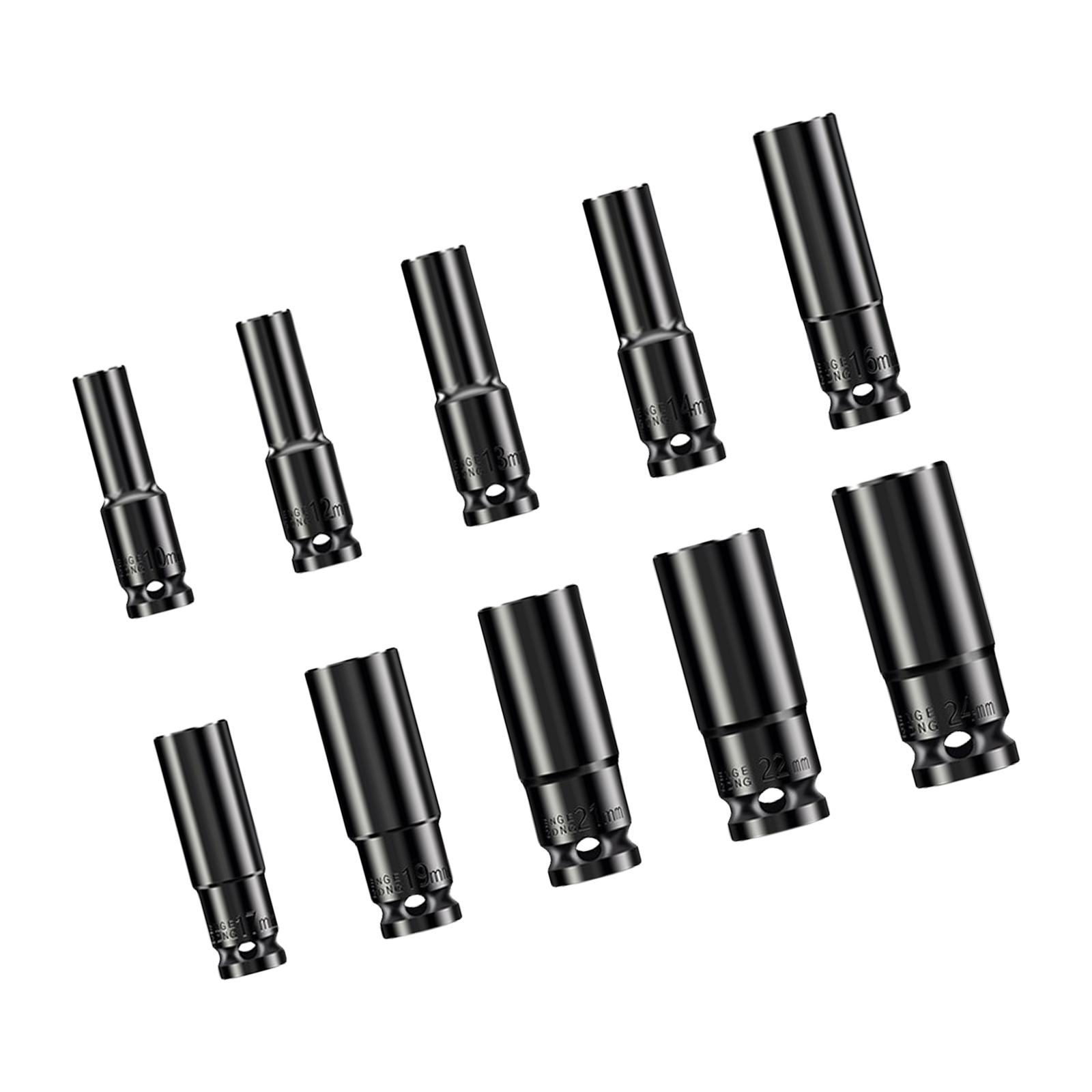 

10/13Pcs Efficient 1/2 Drive Deep Impact Socket 6 Point for Efficient Screw Tightening Automotive and Furniture Repair B