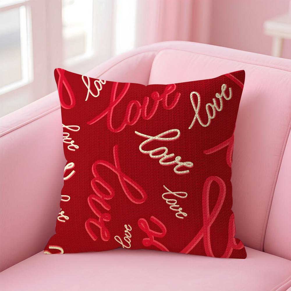Love INS Cushion Cover Natural Linen Pillow Case DoubleSided Print Decorative Sofa Pillowcase Home Decor Gift
