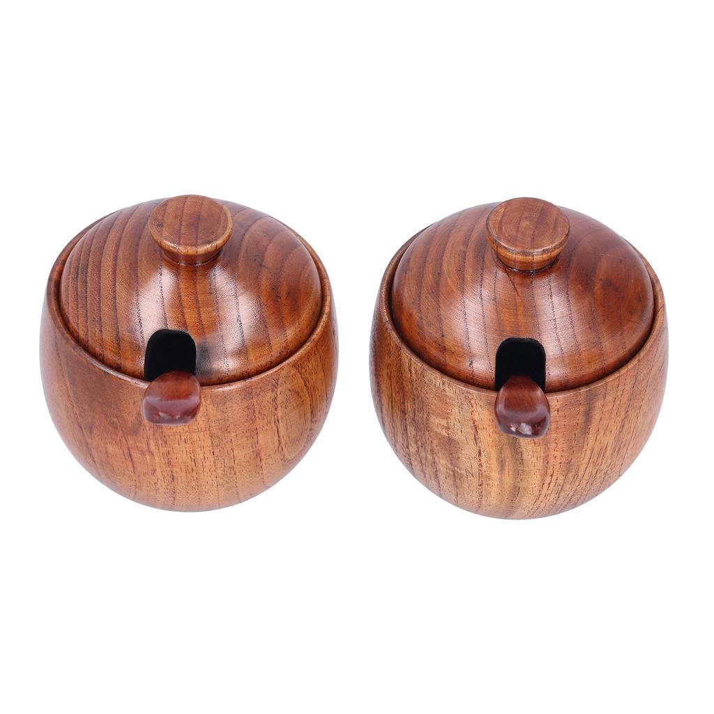 Seasoning Pot Wooden Salt Nontoxic Odorless Salt Container Spice Jar with Lid Kitchen Tool