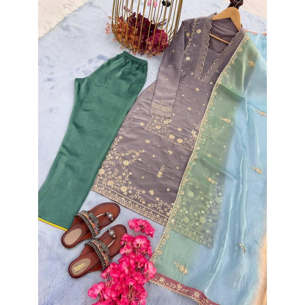 Launching New  designer Party Wear Look Heavy Top Bottom & Dupatta Set