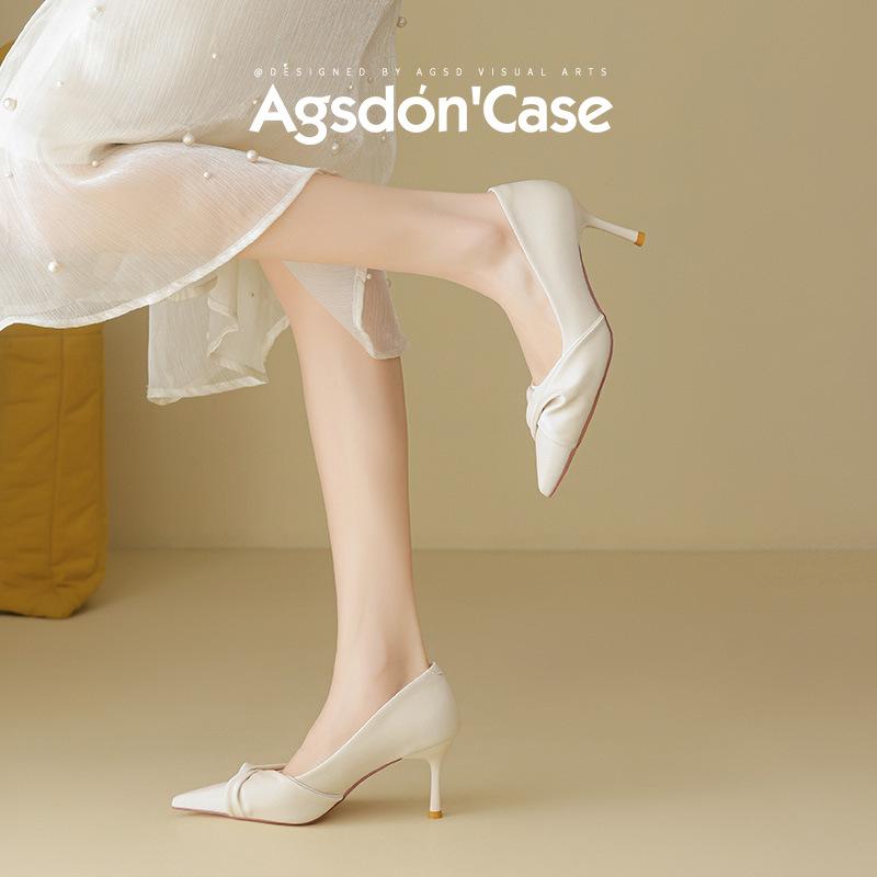 Augustine high heels women's 2025 new summer pointed temperament French with skirt not tired feet stiletto shoes