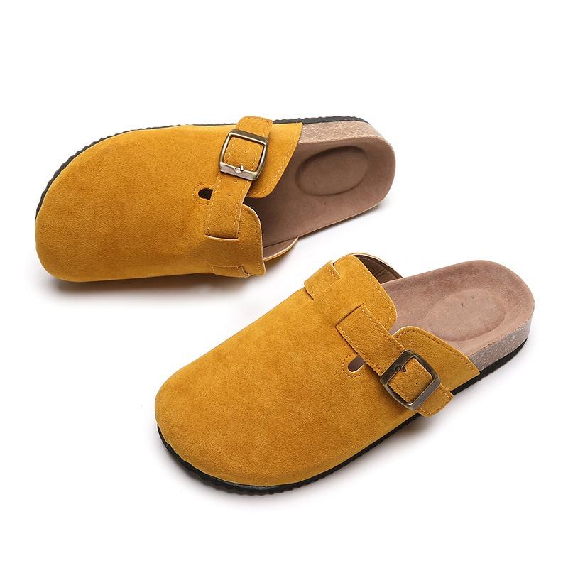 Pantoufles Baotou pour Couples Féminins Pantoufles en Liège Grandes Chaussures Romaines Demi-Pantoufles Décontractées