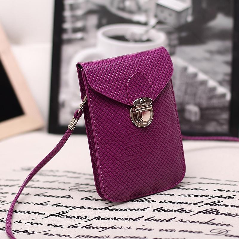 Damen Handy-Taschen Kleine Geldbörse Damen Gewebte Schnalle Umhängetaschen Mini Messenger Bag