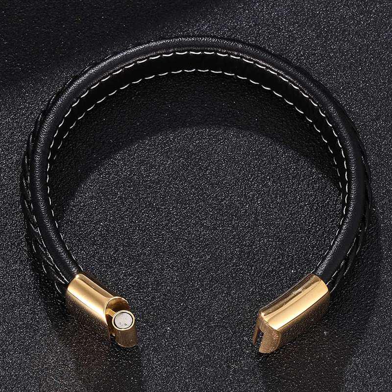 Punk Leather Braid Bracelet For Men Vintage Bracelets Bangles Men Jewelry