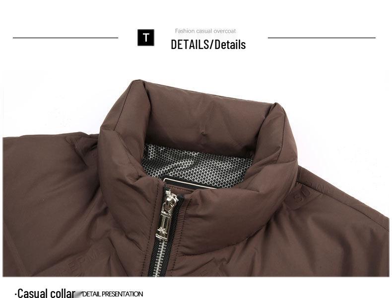 Pánská zimní péřová bunda se stojáčkem - Trendy, Univerzální, Ležérní krátká bílá kachní péřová bunda ve stylu pro táty