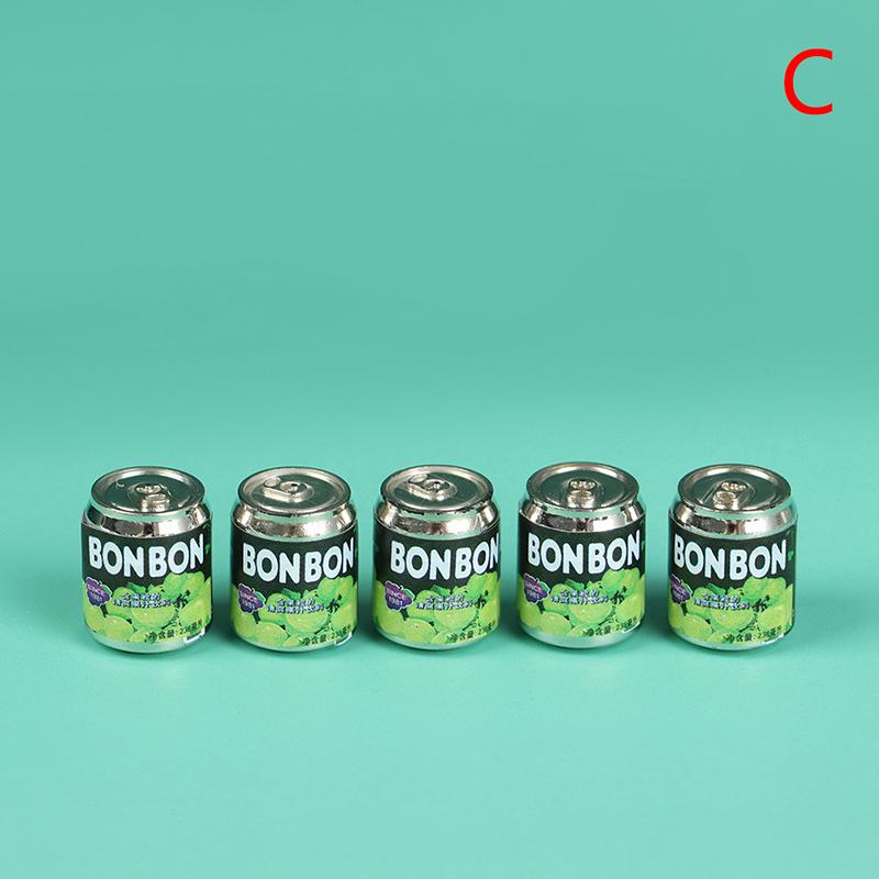 5Pc 1/12 Cute Miniature Doll House Fruit Drink Can Bottle Food Accessories