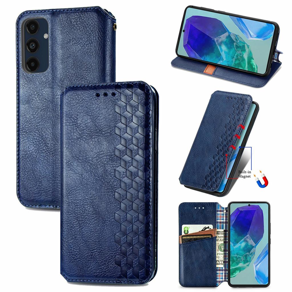 For Samsung Galaxy S24 FE PU Leather Case Rhombus Imprint Wallet Stand Phone Cover