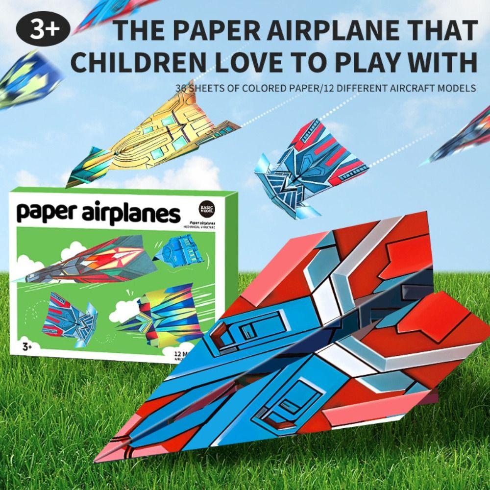 Art Learning Handmade Airplane Origami Paper Versatile Paper Aircraft Toy Kids Toddlers Children