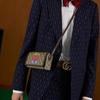 Gucci Cherry Print Logo Leather Trim Supreme Canvas Box Bag Men Shoulder Bag Brown 700733-U5TAG-8679