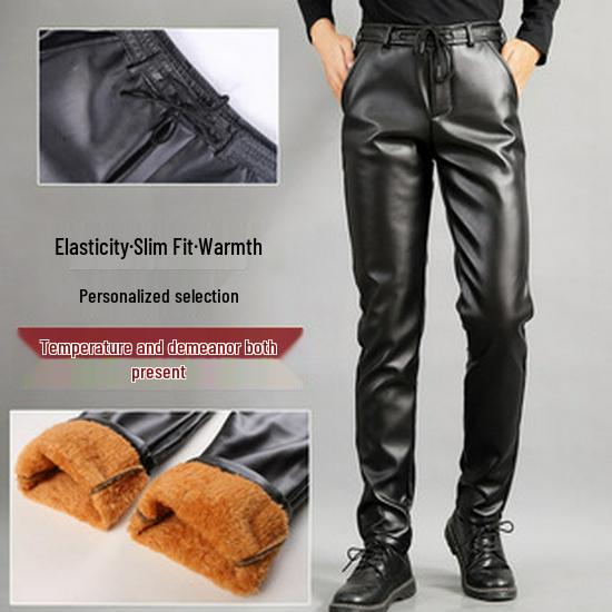 Men's Summer Stretchy PU Leather Pants: Waterproof, Oil-Resistant, Dirt-Resistant, Loose-Fit, Lightweight, Work Safety Casual Pants.
